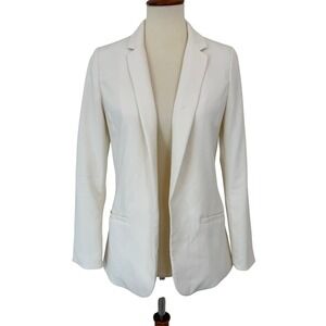 HM Womens Cream Open Front Tailored Blazer Jacket Off White Size 6 Career Office